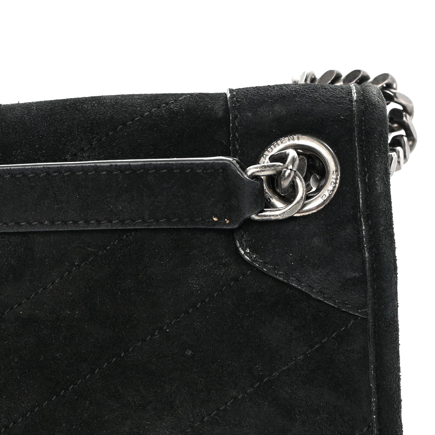 Saint Laurent Suede Monogram Medium Niki Chain Satchel Black 14 of 14
