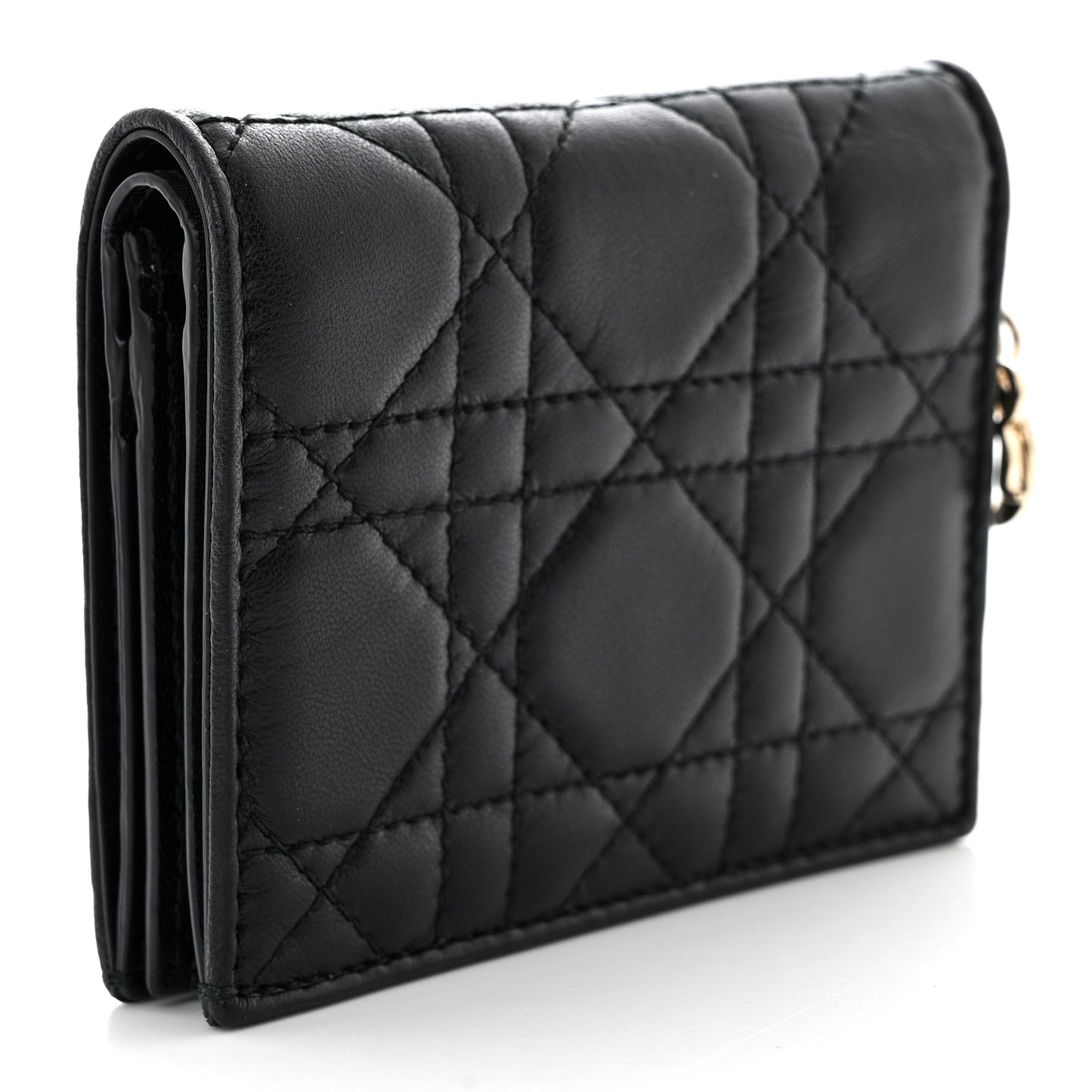 Lambskin Cannage Mini Lady Dior Wallet Black