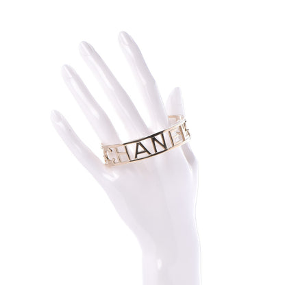 Chanel Baguette Logo Cuff Bracelet Gold 2 of 5