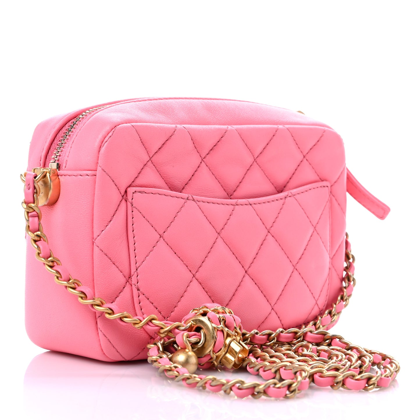 Lambskin Quilted CC Pearl Crush Camera Case Pink