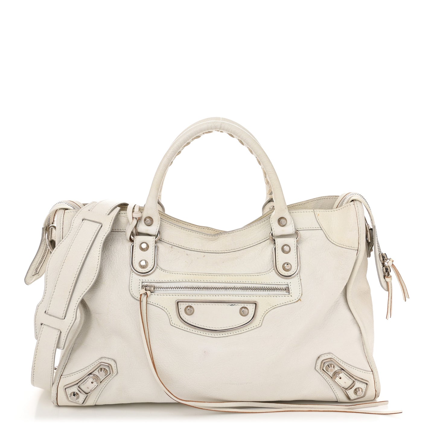 Chevre Silver Metallic Edge Hardware City White