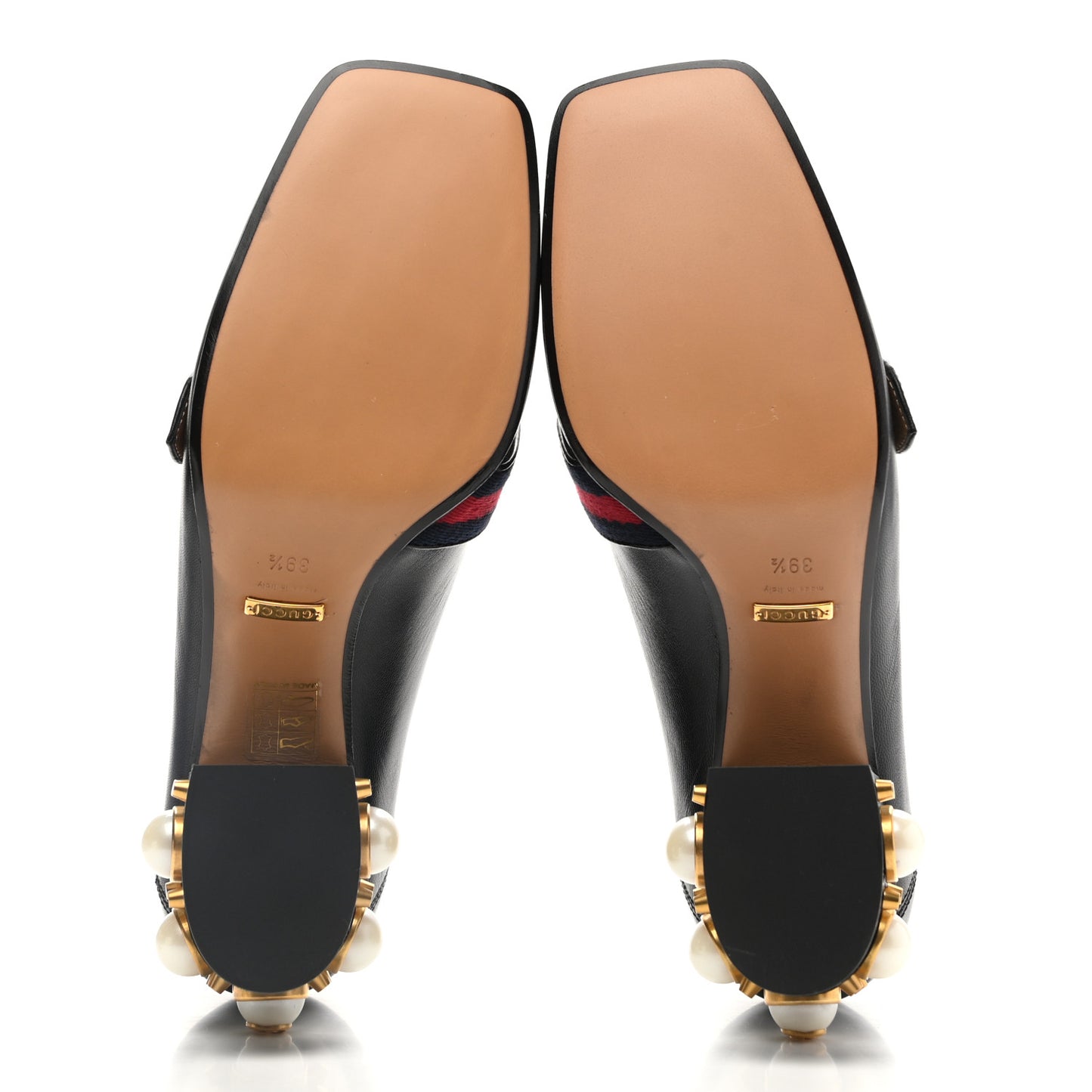 Malaga Kid Web Pearl Embellished Peyton 75mm Loafer Pumps 39.5 Black