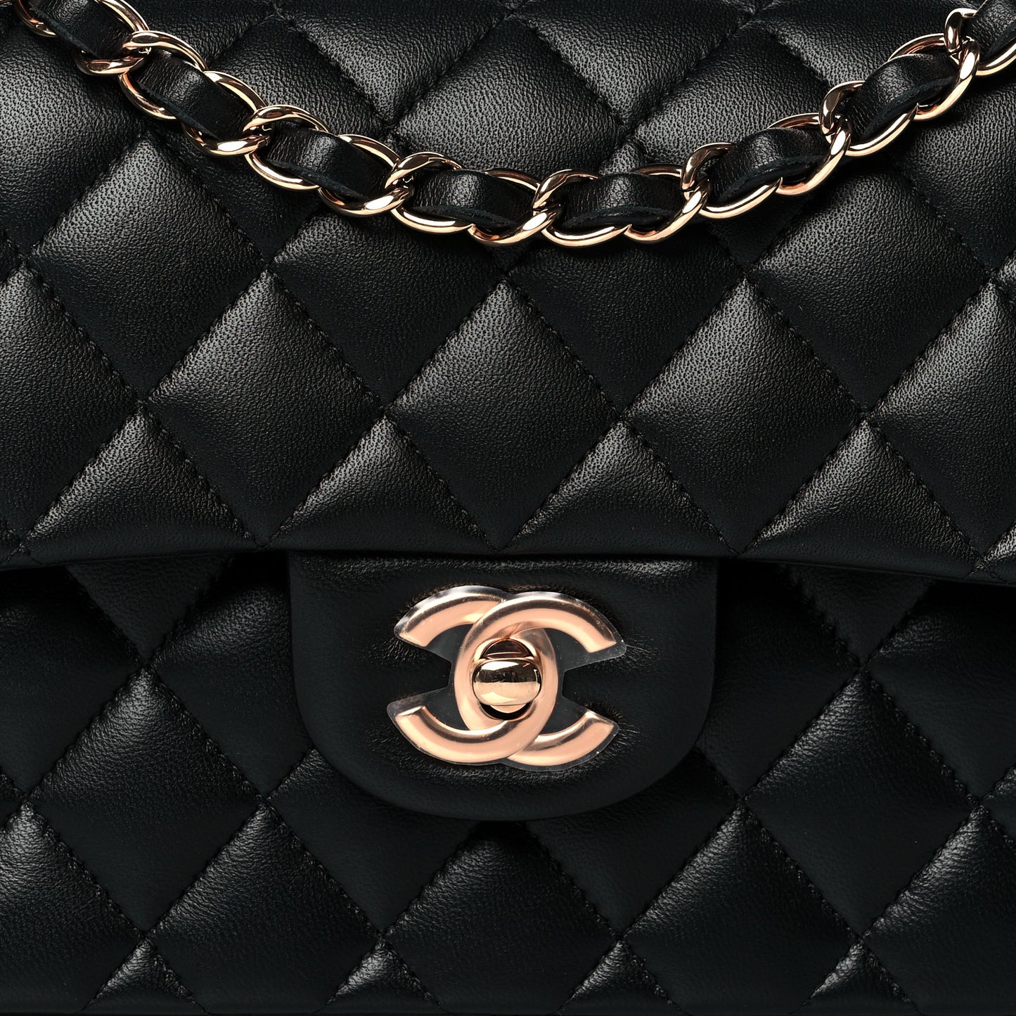 Lambskin Quilted Small Double Flap Black