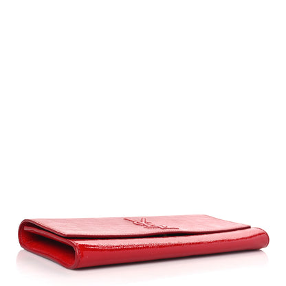 Saint Laurent Textured Patent Monogram Large Belle De Jour Clutch Red 4 of 10