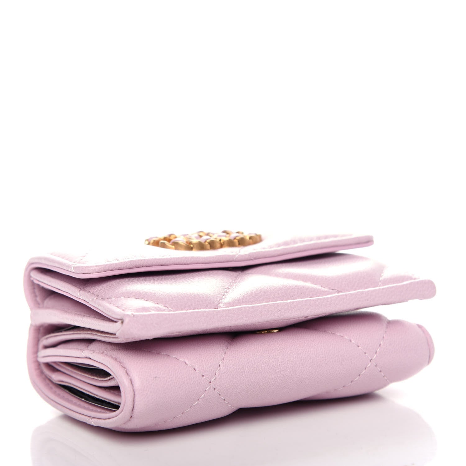 Chanel Goatskin Quilted Chanel 19 Flap Wallet Pink 4 of 9