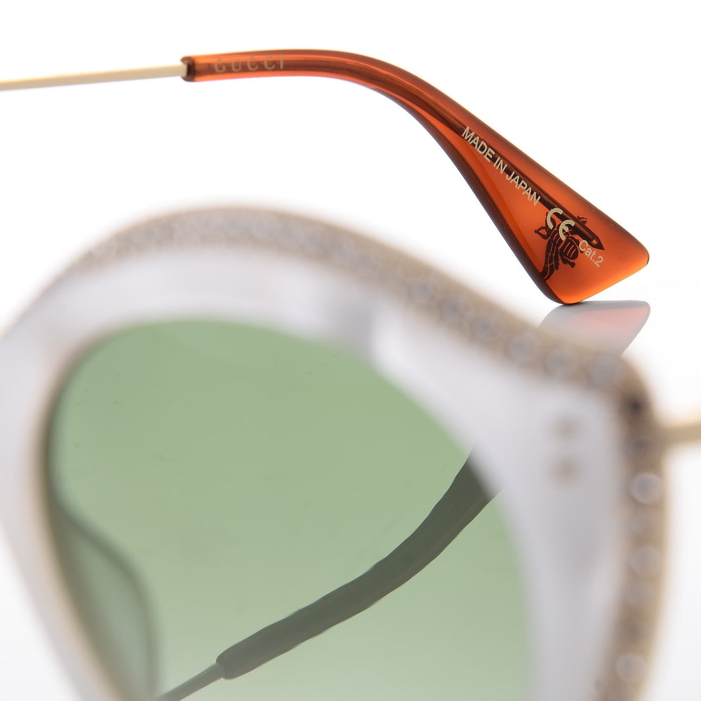 Crystal Cat Eye GG0214S Sunglasses White