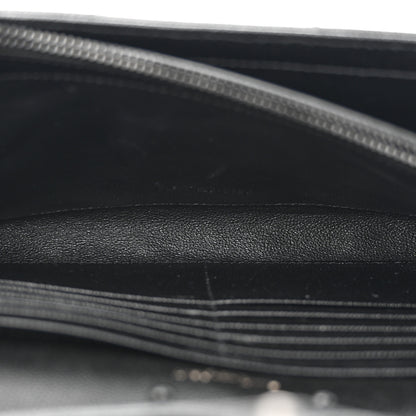 Saint Laurent Grain De Poudre Matelasse Chevron Monogram Monochrome Chain Wallet Black 6 of 12