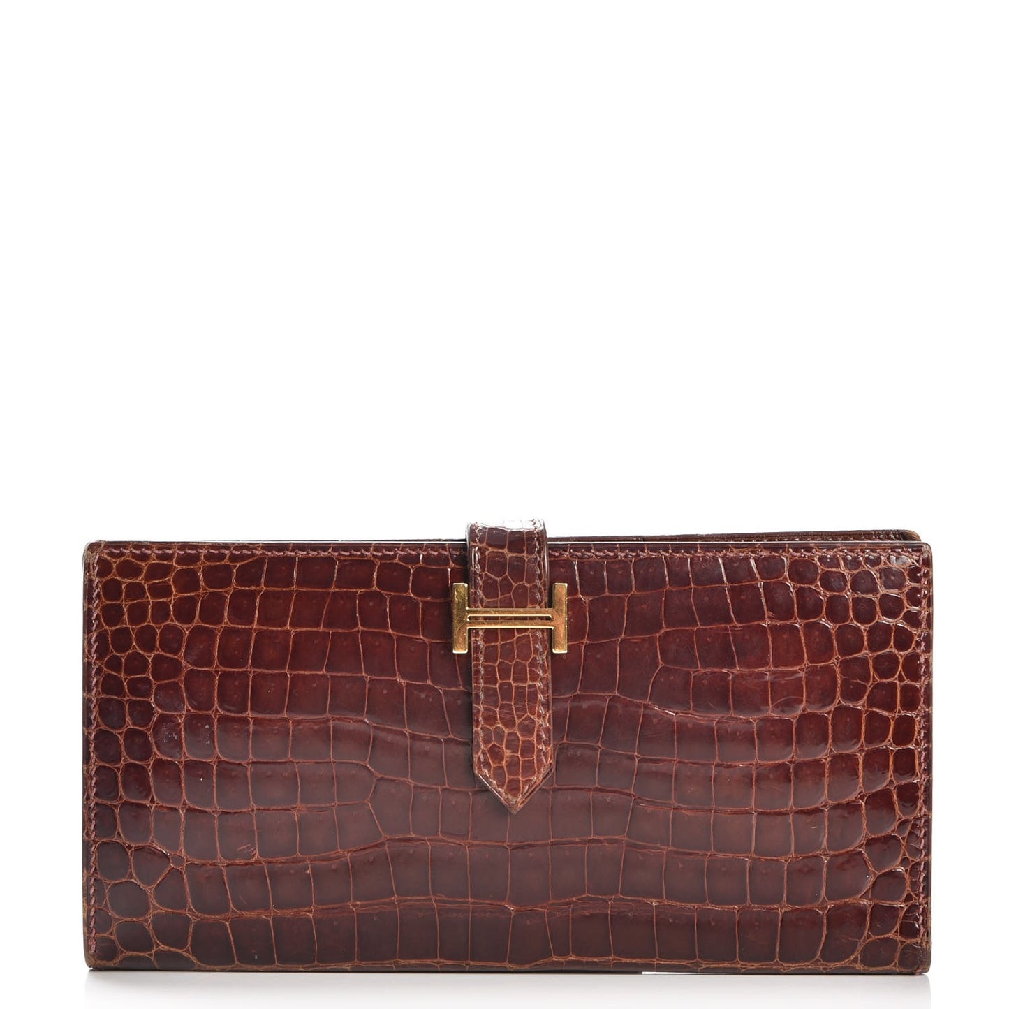 Shiny Porosus Crocodile Bearn Wallet Miel