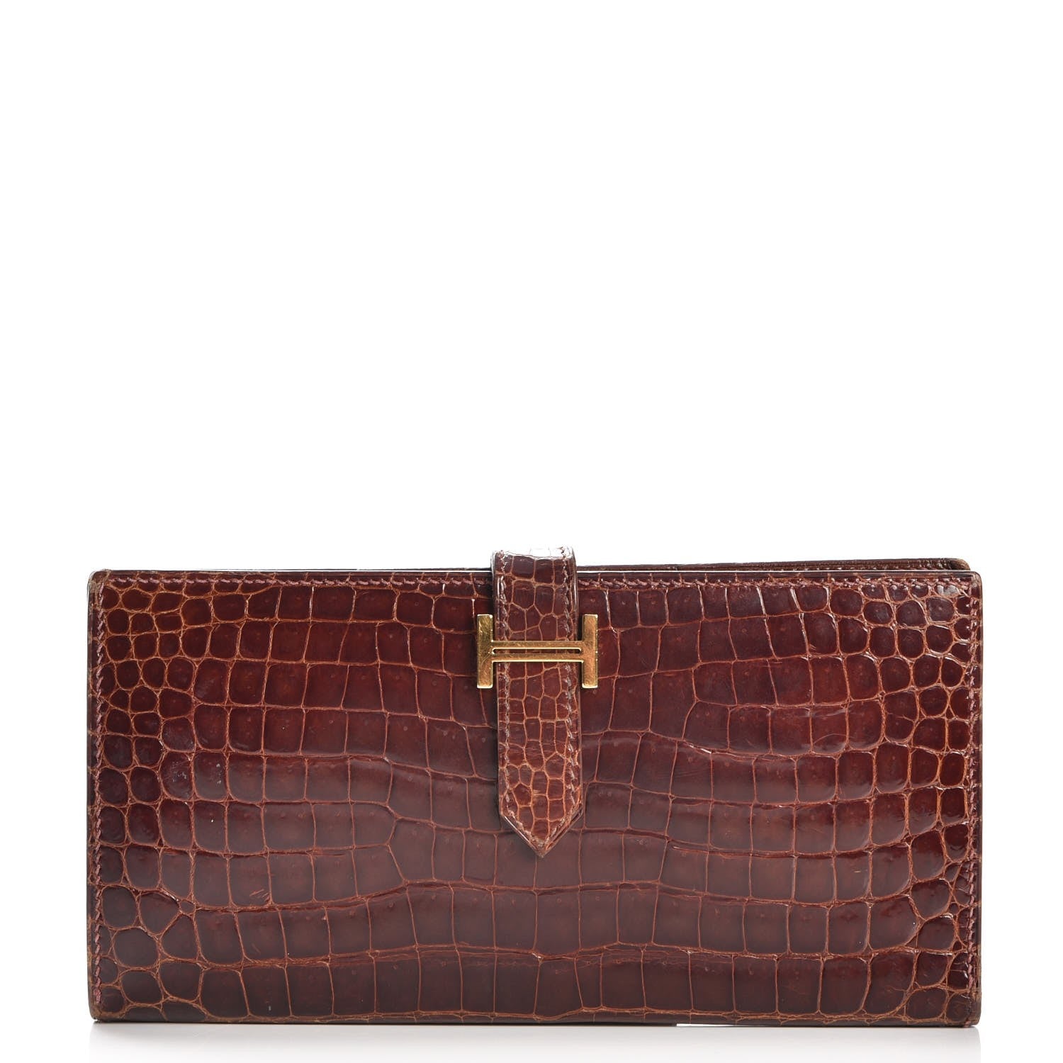 Hermes Shiny Porosus Crocodile Bearn Wallet Miel 1 of 8