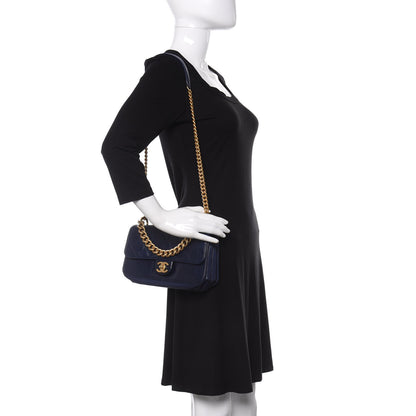 Chanel Calfskin Quilted Small Straight Lined Flap Blue 2 of 11