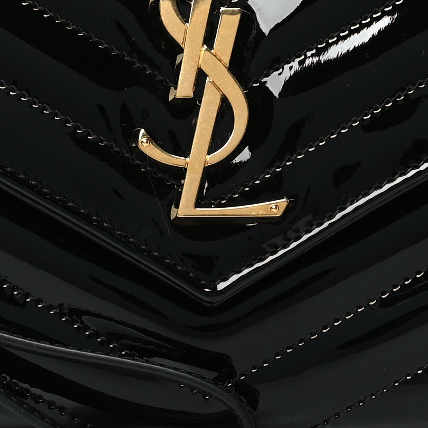 Saint Laurent Patent Matelasse Chevron Monogram Envelope Clutch Black 8 of 11