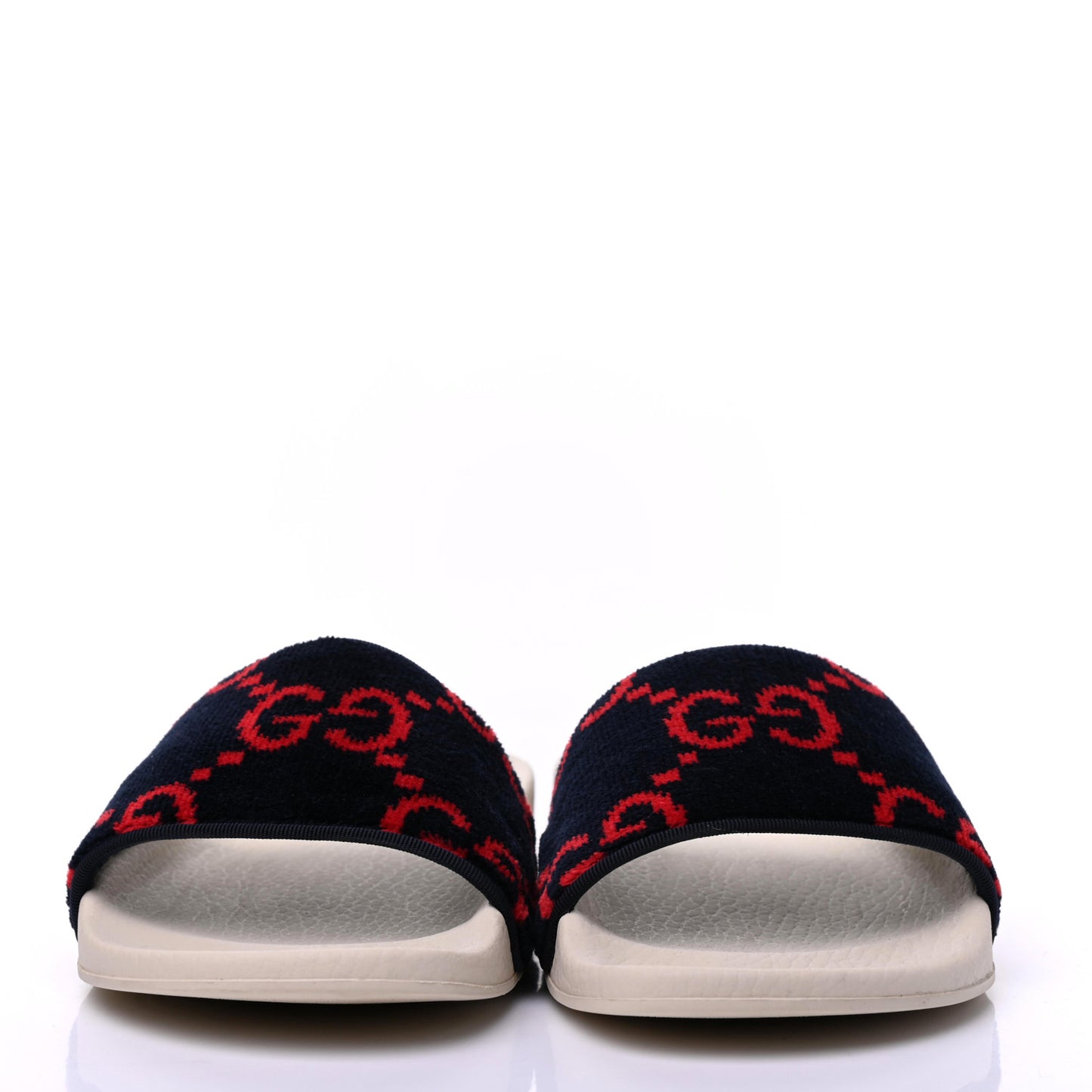 Velvet GG Monogram Slide Sandals 38 Blue Red