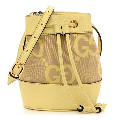 Gucci Monogram Jumbo GG Textured Dollar Calfskin Mini Ophidia Bucket Bag Beige Banana 1 of 9