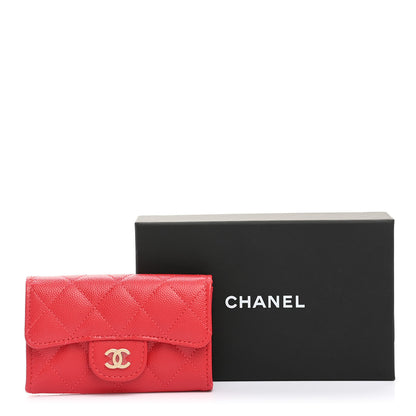 Chanel Caviar Quilted Flap Card Holder Wallet Red 10 of 10