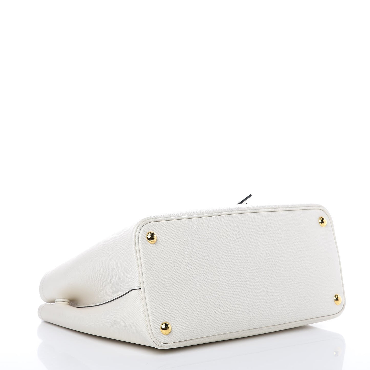 Saffiano Cuir Small Double Bag White Black