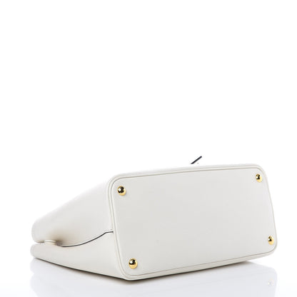 Prada Saffiano Cuir Small Double Bag White Black 4 of 15