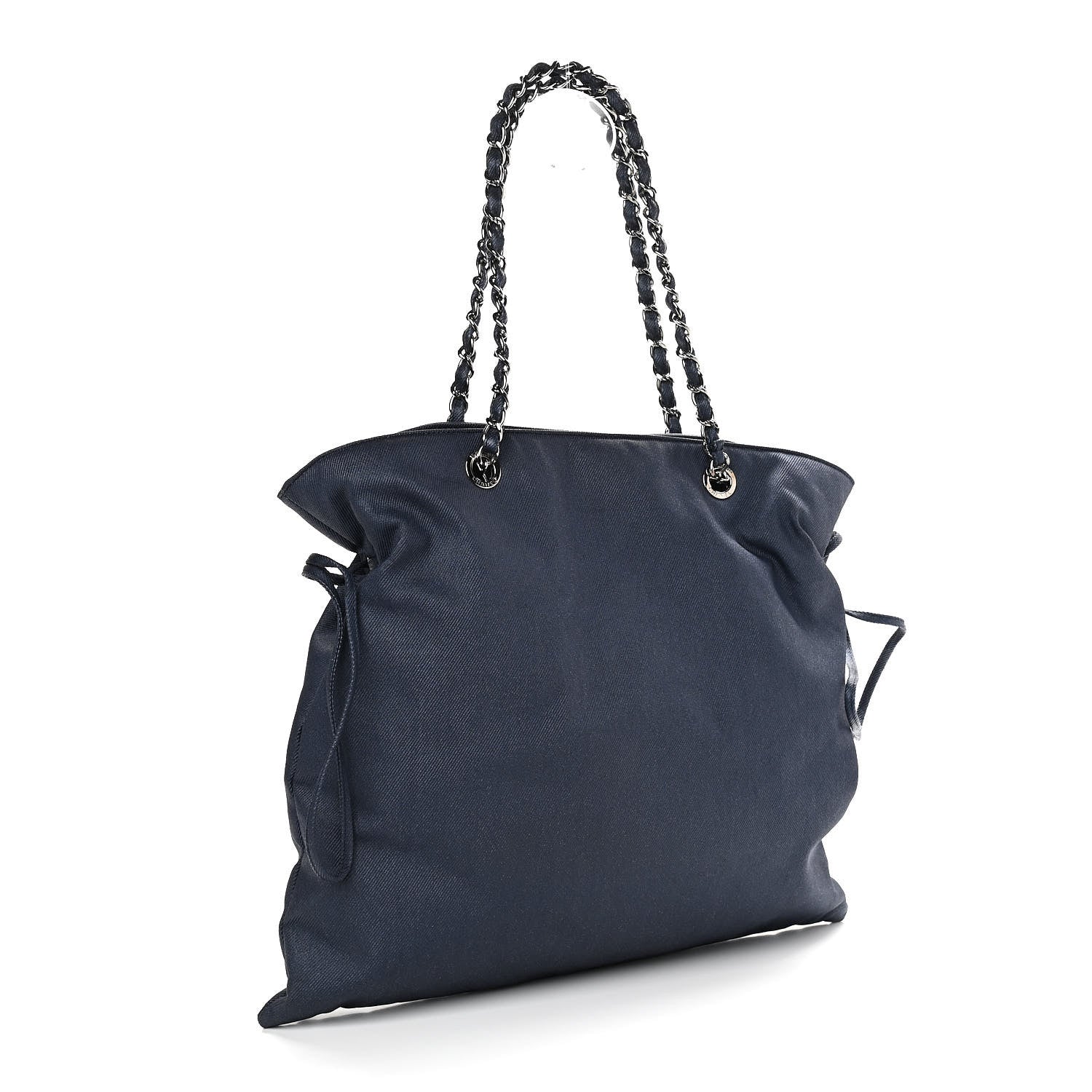 Chanel Denim Small CC Discus Tote Blue 3 of 10