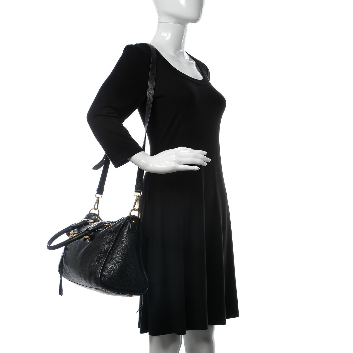 Vitello Daino Shopping Satchel Black