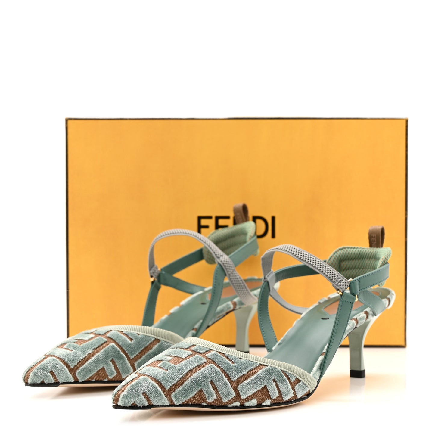Vitello Grace Velluto FF Colibri 55mm Slingback Pumps 39.5 Menta Oil 39.5 Menta Oil Matcha