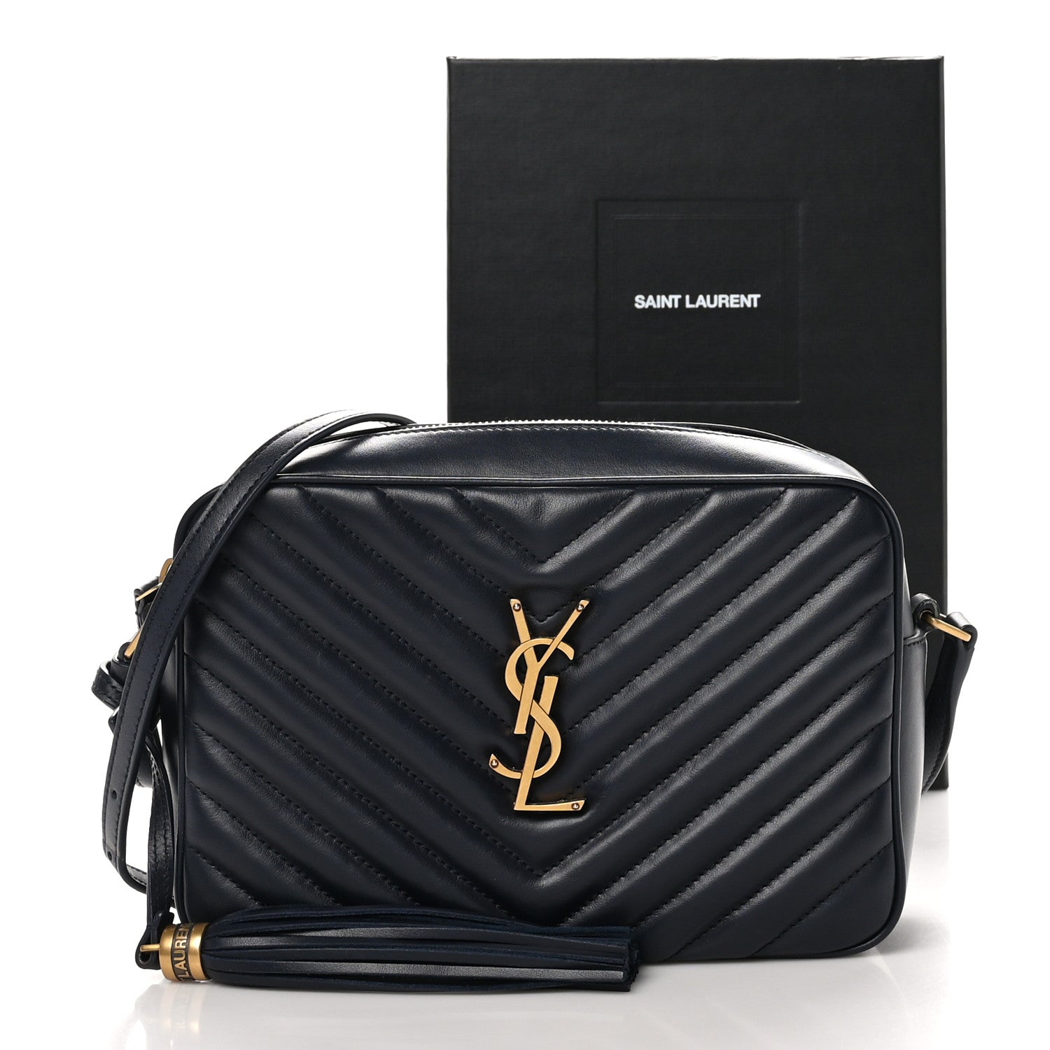 Saint Laurent Calfskin Matelasse Monogram Lou Camera Bag Deep Marine 11 of 11