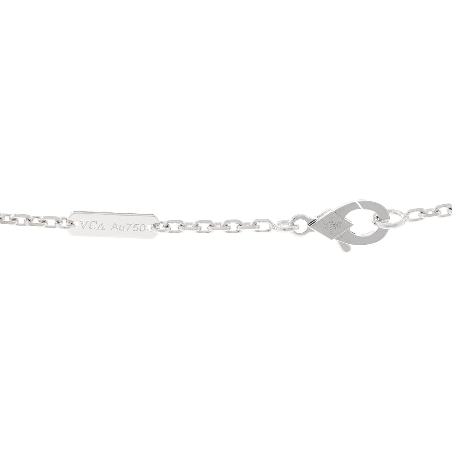 18K White Gold Chalcedony Magic Alhambra Pendant Long Necklace