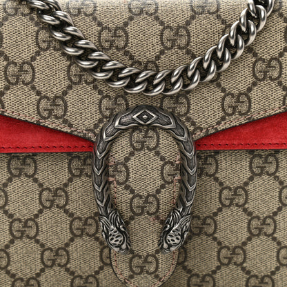 Gucci GG Supreme Monogram Suede Mini Dionysus Shoulder Bag Beige Ebony Vulcanic Red 8 of 11