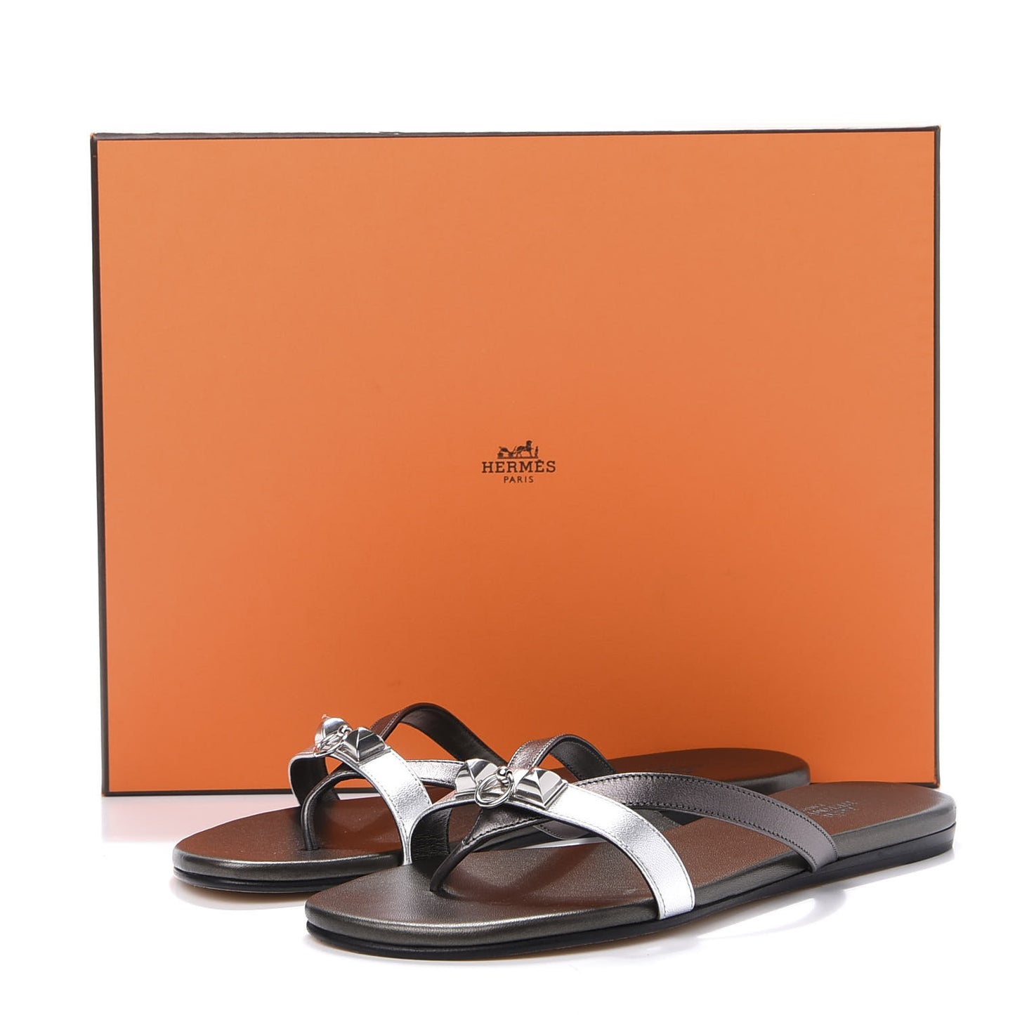 Metallic Nappa Corfou Sandals 36 Canon de Fusil Argent