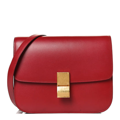 Celine Box Calfskin Medium Classic Box Flap Bag Red 1 of 11