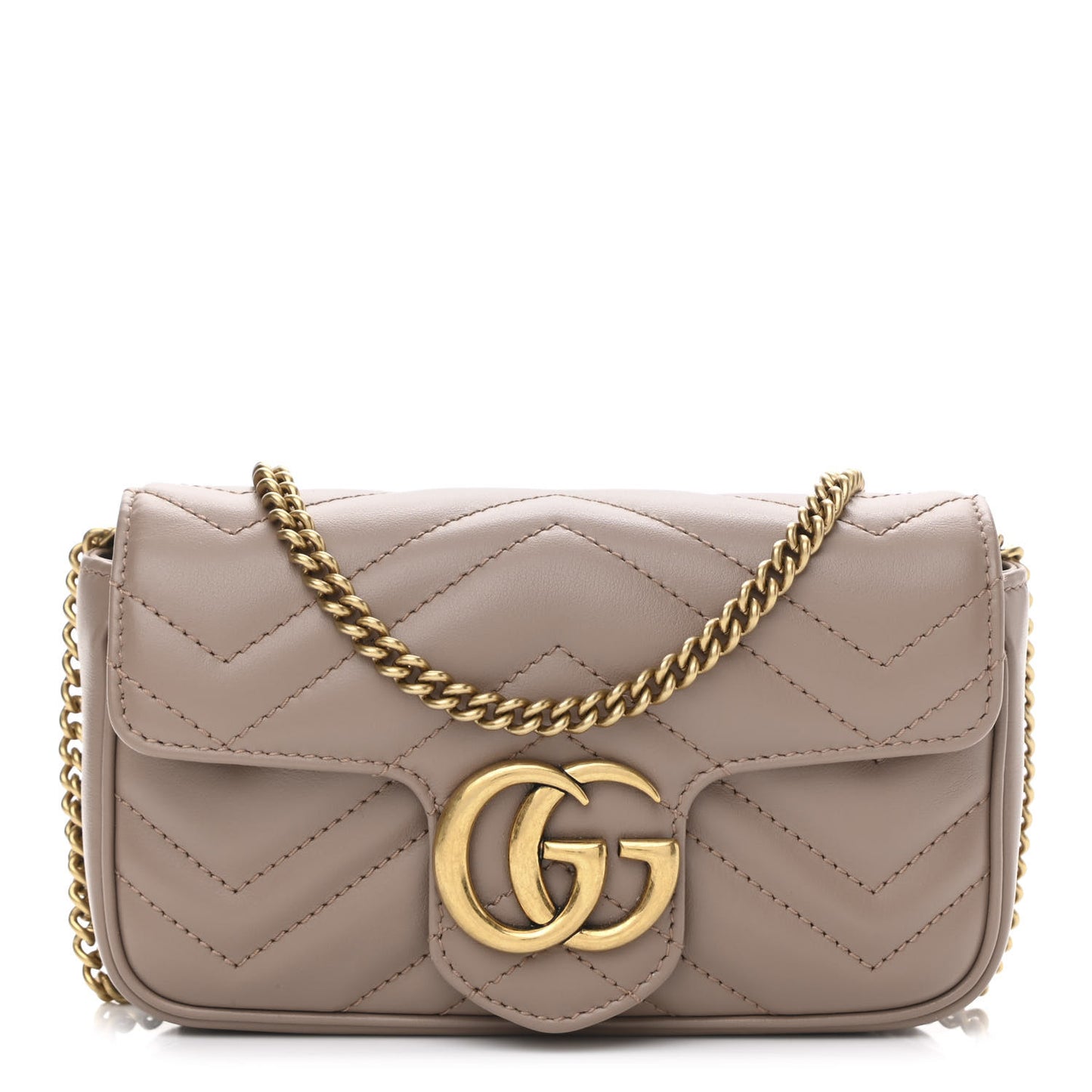 Calfskin Matelasse Super Mini GG Marmont Shoulder Bag Porcelain Rose