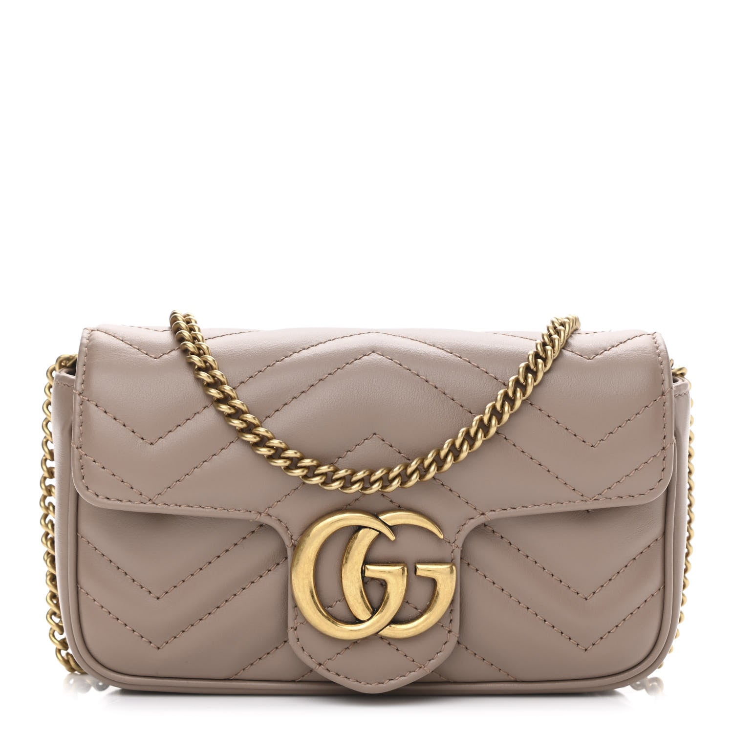 Gucci Calfskin Matelasse Super Mini GG Marmont Shoulder Bag Porcelain Rose 1 of 10