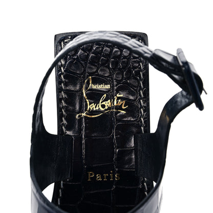 Christian Louboutin Calfskin Crocodile Embossed Cubongo Flat Sandals 35.5 Obscur 7 of 8