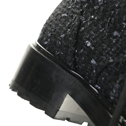 Chanel Tweed Patent Calfskin Pearl Combat Short Boots 36.5 Black Grey 10 of 10