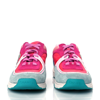 Chanel Nylon Calfskin Suede Womens CC Sneakers 40 Fuchsia Pink 2 of 10