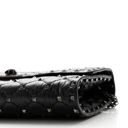 Valentino Garavani Craquele Nappa Rockstud Spike Wallet on Chain Black 9 of 10