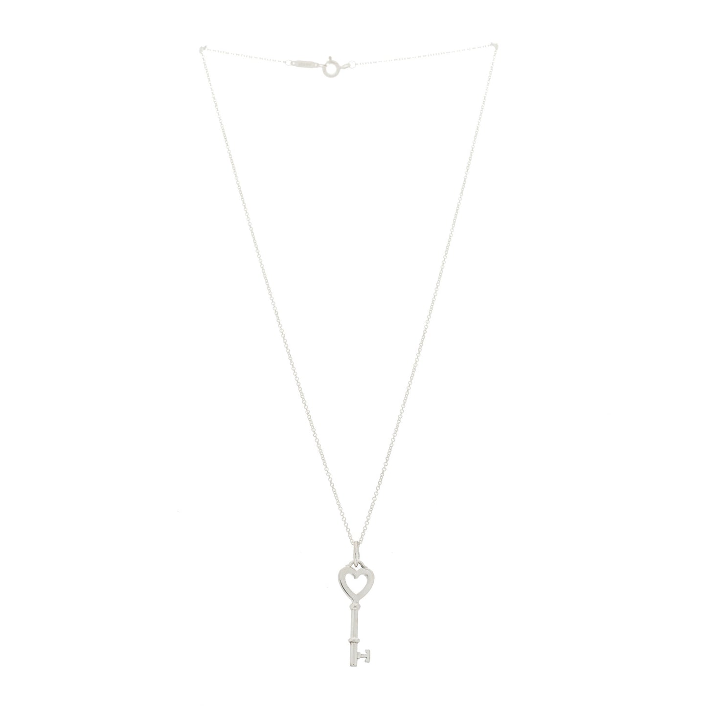 Sterling Silver Small Heart Key Pendant Necklace
