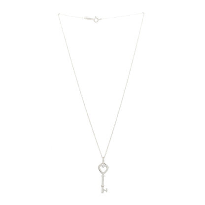 Tiffany Sterling Silver Small Heart Key Pendant Necklace 3 of 7