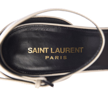 Saint Laurent Patent Calfskin Amber 105 Ankle Strap Sandals 41 White 6 of 8
