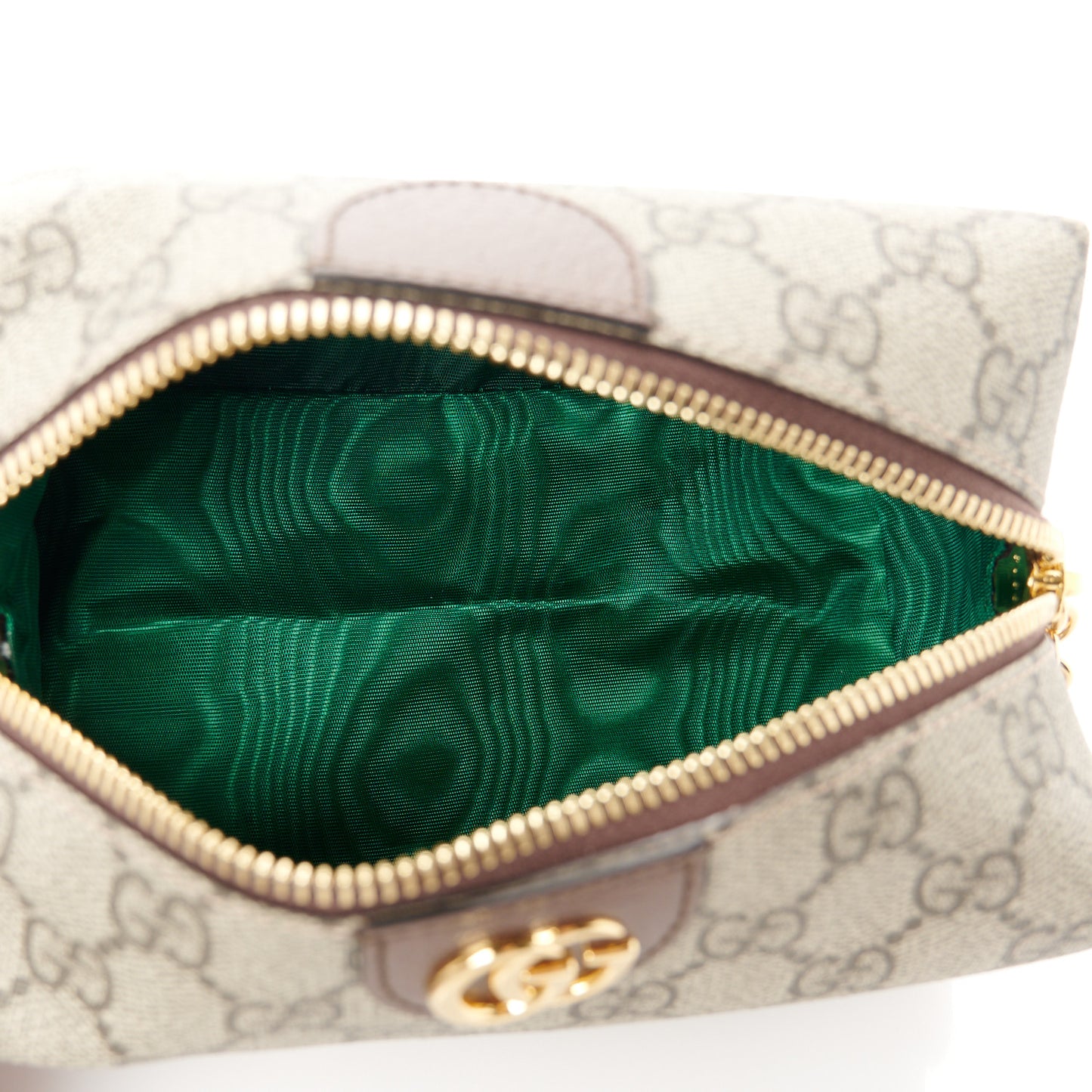 Soft GG Supreme Monogram Calfskin Medium Ophidia Cosmetic Case Beige Ebony New Acero