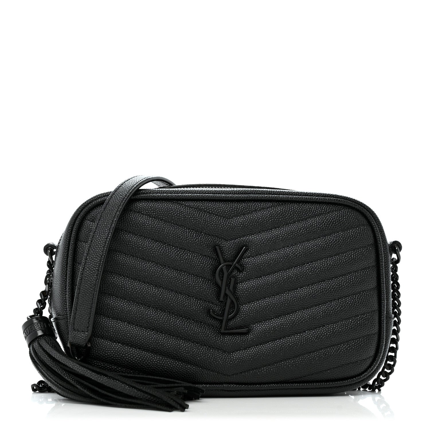 Saint Laurent Grain De Poudre Matelasse Monochrome Monogram Mini Lou Camera Bag Black 1 of 12
