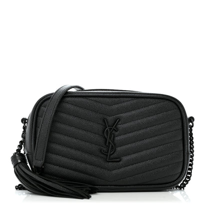 Saint Laurent Grain De Poudre Matelasse Monochrome Monogram Mini Lou Camera Bag Black 1 of 12