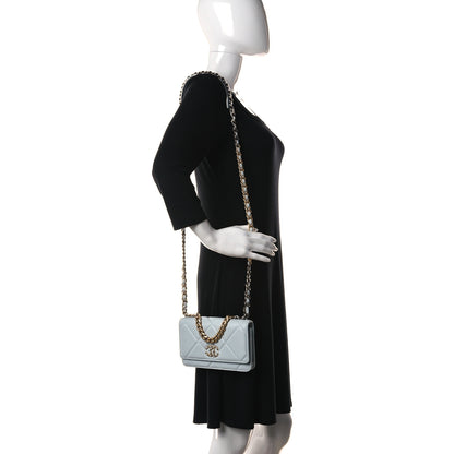 Chanel Lambskin Quilted Chanel 19 Wallet On Chain WOC Light Blue 2 of 11