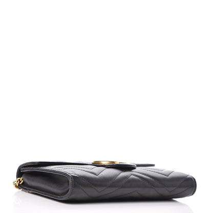 Gucci Calfskin Matelasse Mini GG Marmont Chain Wallet Black 4 of 13