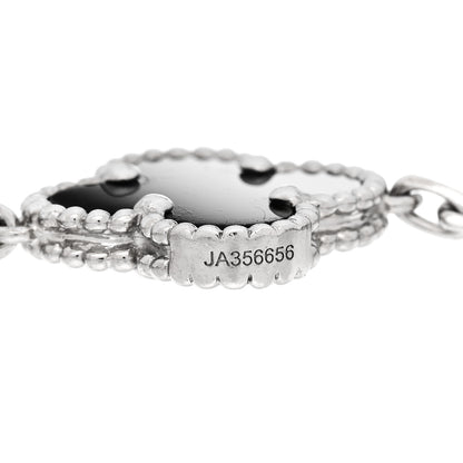 Van Cleef & Arpels 18K White Gold Diamond Black Onyx 5 Motifs Vintage Alhambra Bracelet 4 of 5