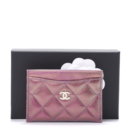 Chanel Metallic Lambskin Quilted Card Holder Purple 9 of 9