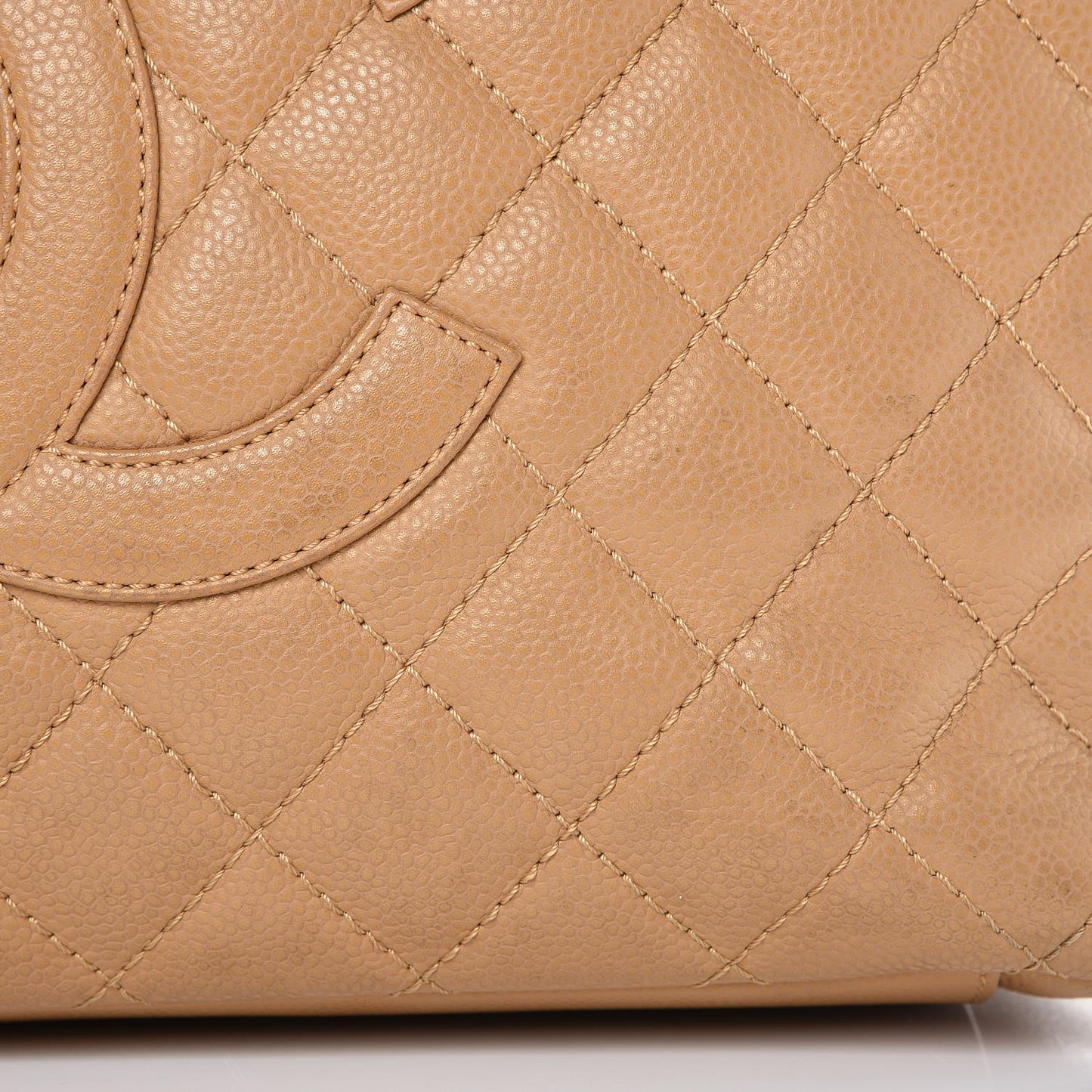 Caviar Quilted Grand Shopping Tote GST Beige