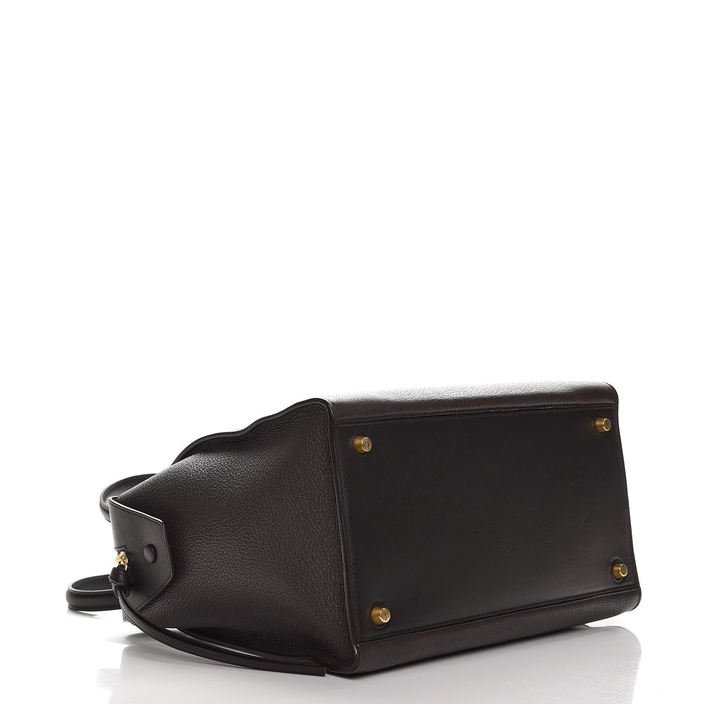 Goatskin Smooth Calfskin Small Ring Bag Dark Taupe