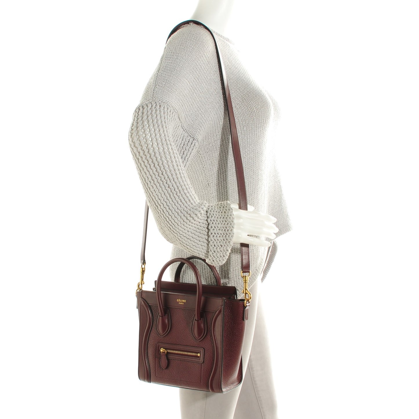 Smooth Calfskin Goatskin Nano Luggage Burgundy