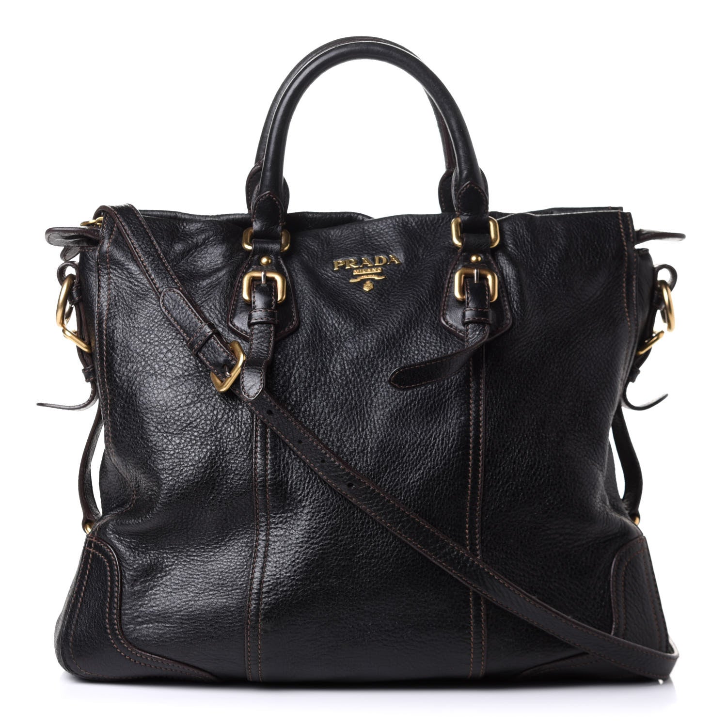 Prada Cervo Antik Shoulder Bag Black 1 of 24