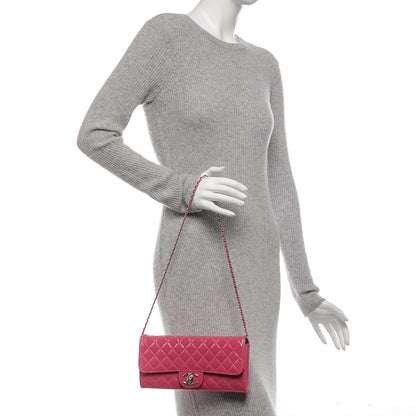 Chanel Patent Quilted Clutch Chain Flap Fuchsia 2 of 8