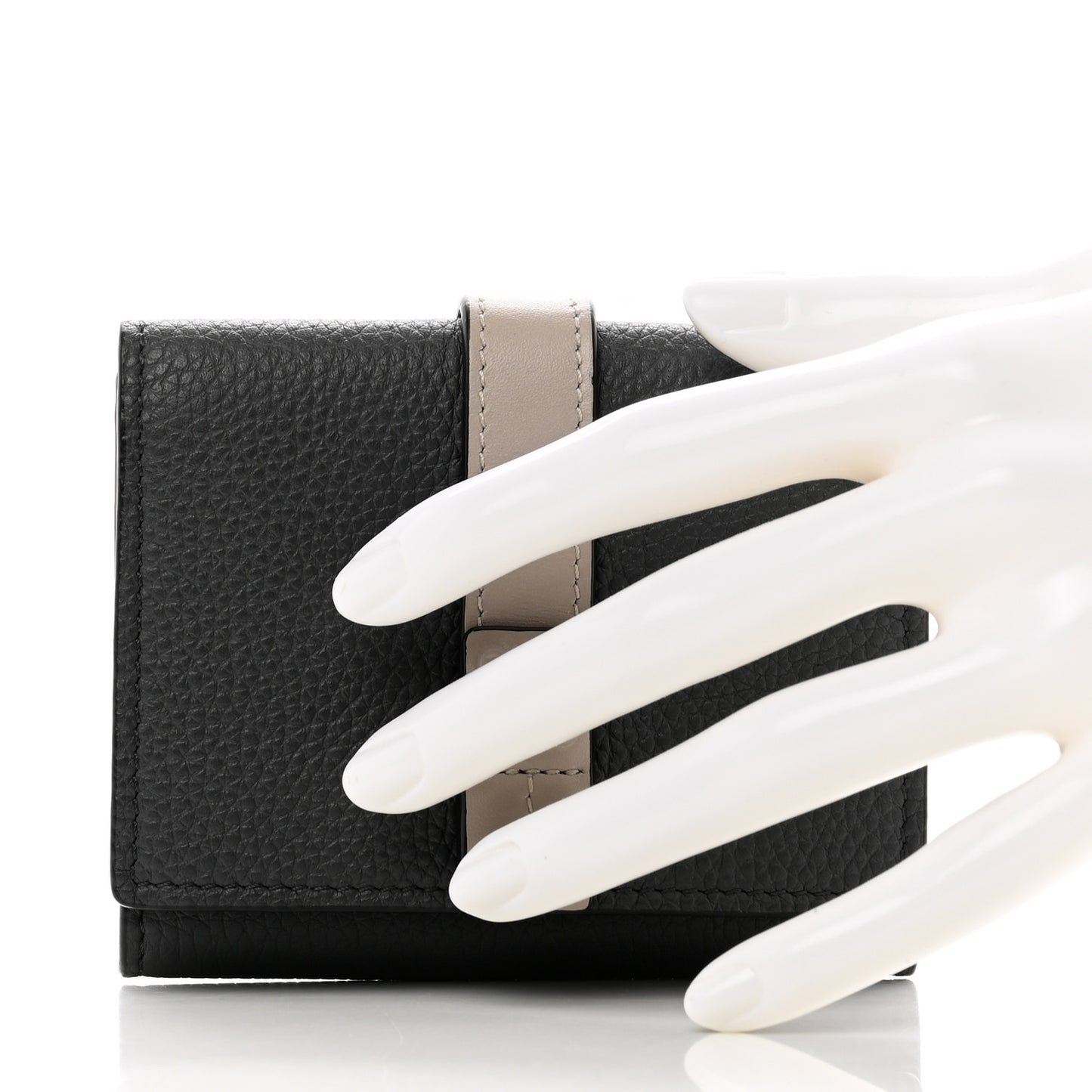 Grained Calfskin Anagram Trifold Wallet Anthracite Ghost